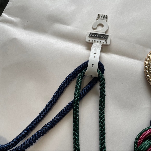 NWT VINTAGE PAIR BELTS S/M NYLON STRETCH BRAID MEDALLION BLING - Picture 4 of 6